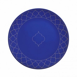 assiette plate bleue décorée